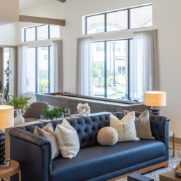 lounge area with modern decor and ample seating